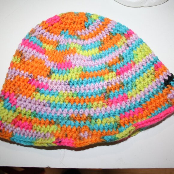 🖤🌈 Neon & Black Crocheted Sunhat – Handmade · Adult Size - Picture 4 of 5